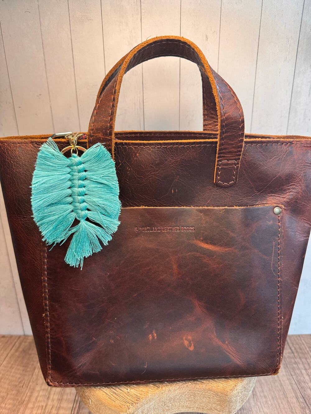 Teal Macrame Feather Bag Charm Macrame Boho Blue Accessories NeW Fast Ship